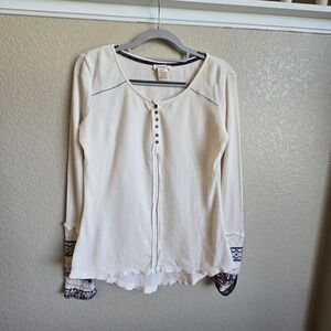 SUNDANCE CATALOG  Embroidered Beaded  Henley Size XS